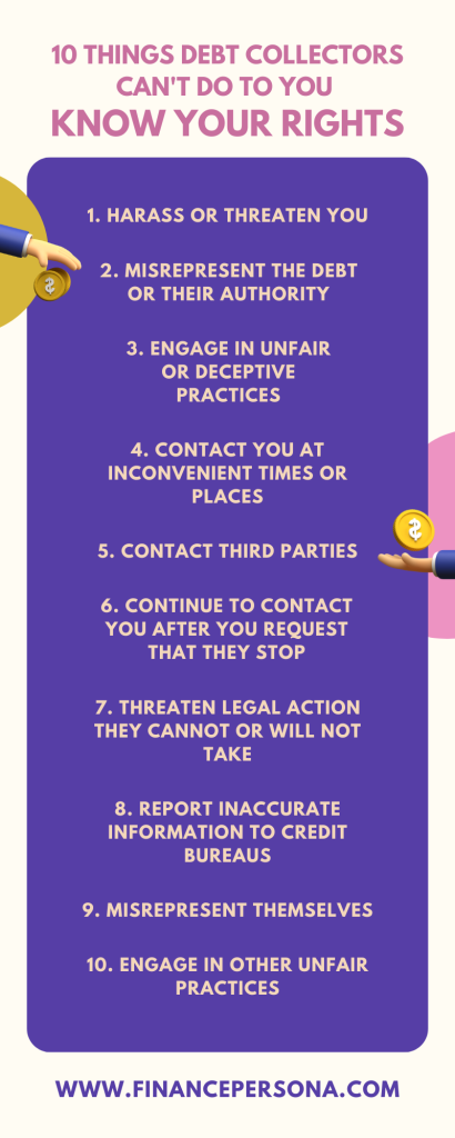 An infographic summarizing rights against debt collectors