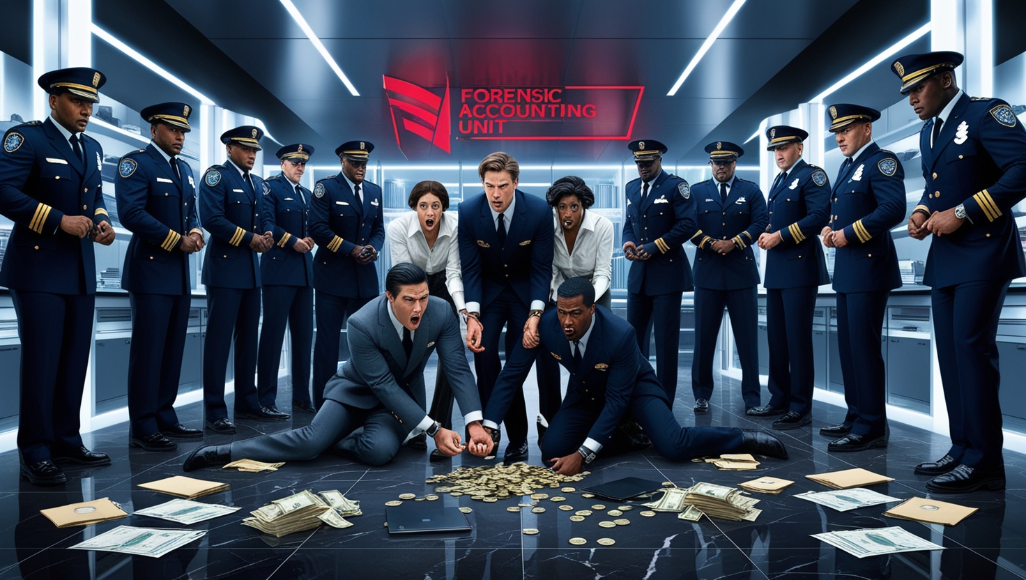 Anti money laundering movie poster showcasing humorous law enforcement scenes, emphasizing camaraderie and anti-money laundering efforts.