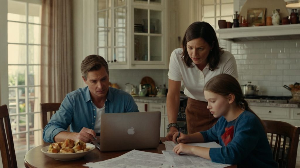 A family seated at a table, using a laptop to explore insurance plans and make informed decisions.